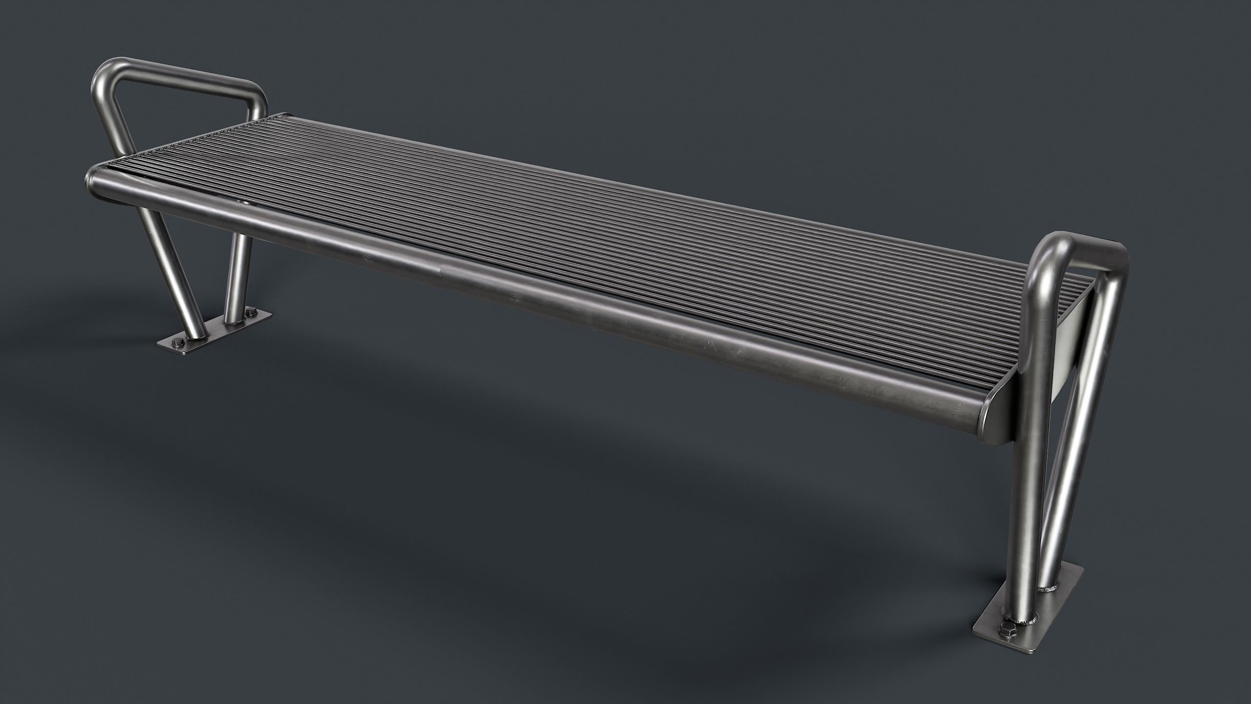 Metal Modern Bench 26 PBR Game Ready Low-poly 3D model_5