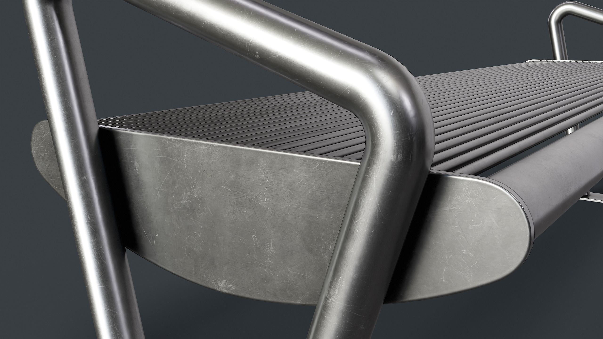 Metal Modern Bench 26 PBR Game Ready Low-poly 3D model_13