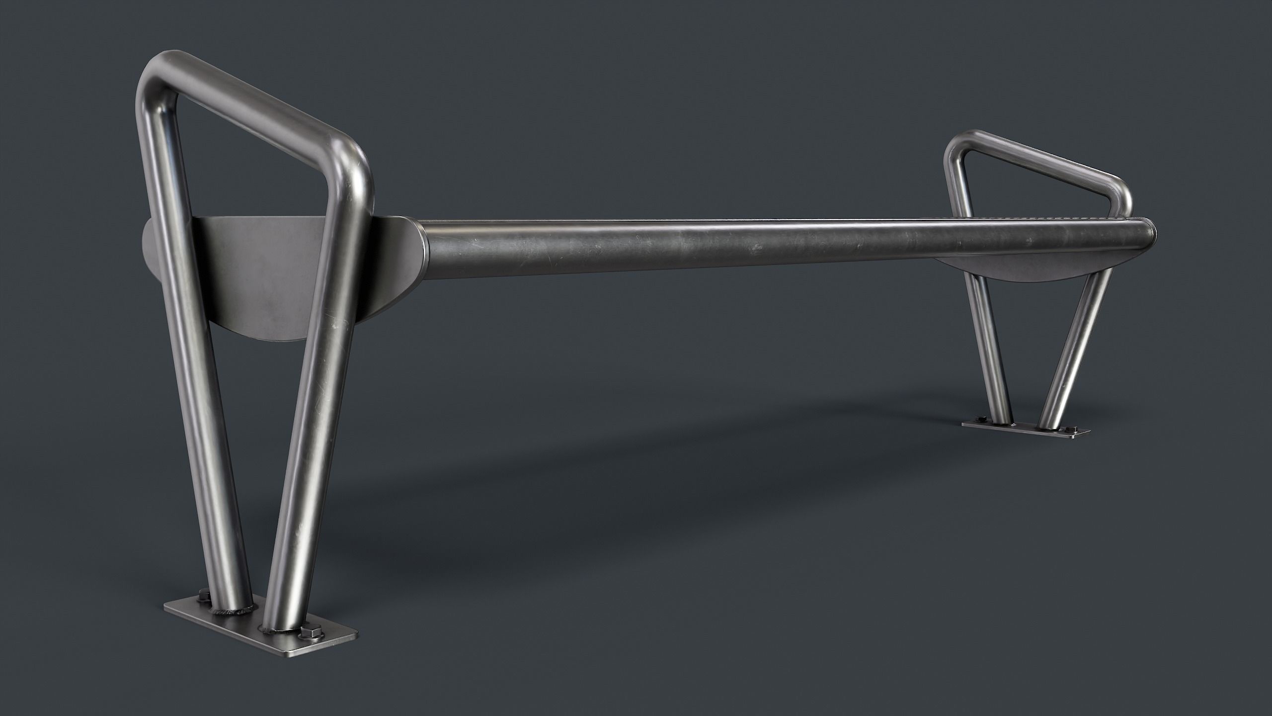 Metal Modern Bench 26 PBR Game Ready Low-poly 3D model_2