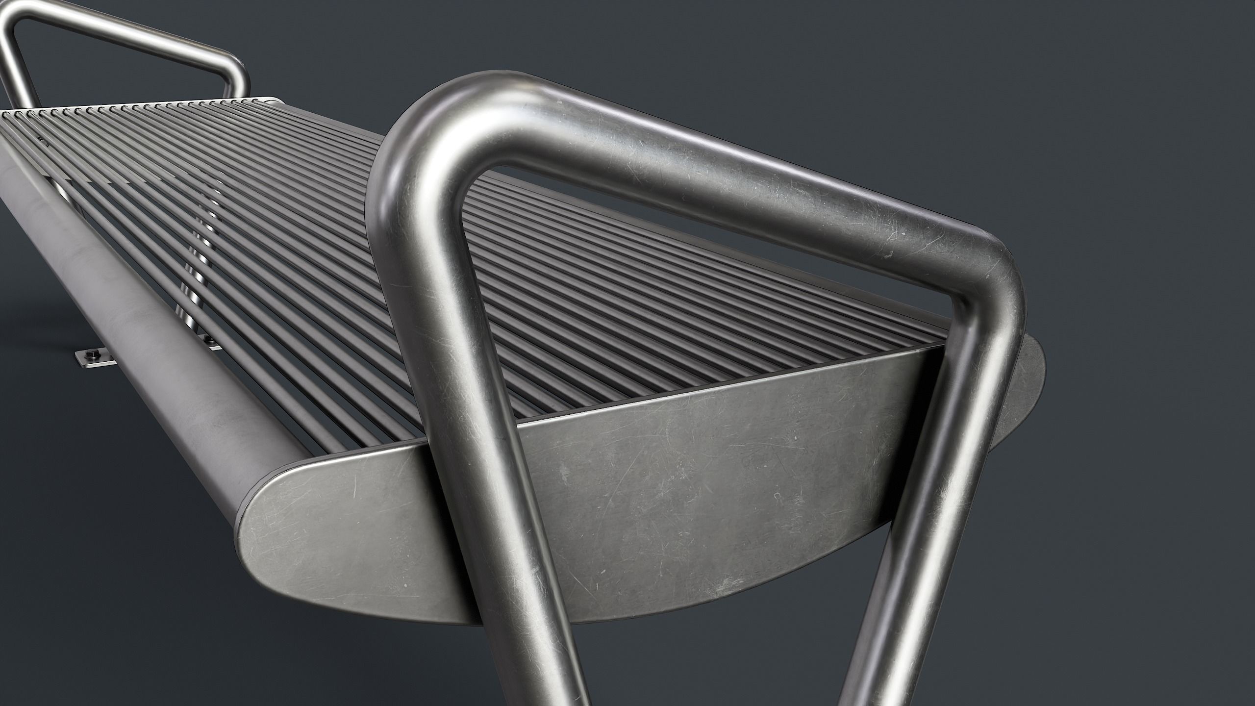 Metal Modern Bench 26 PBR Game Ready Low-poly 3D model_15