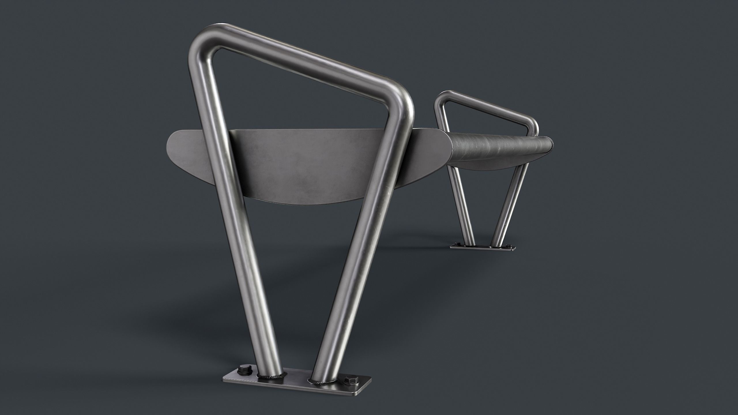 Metal Modern Bench 26 PBR Game Ready Low-poly 3D model_3