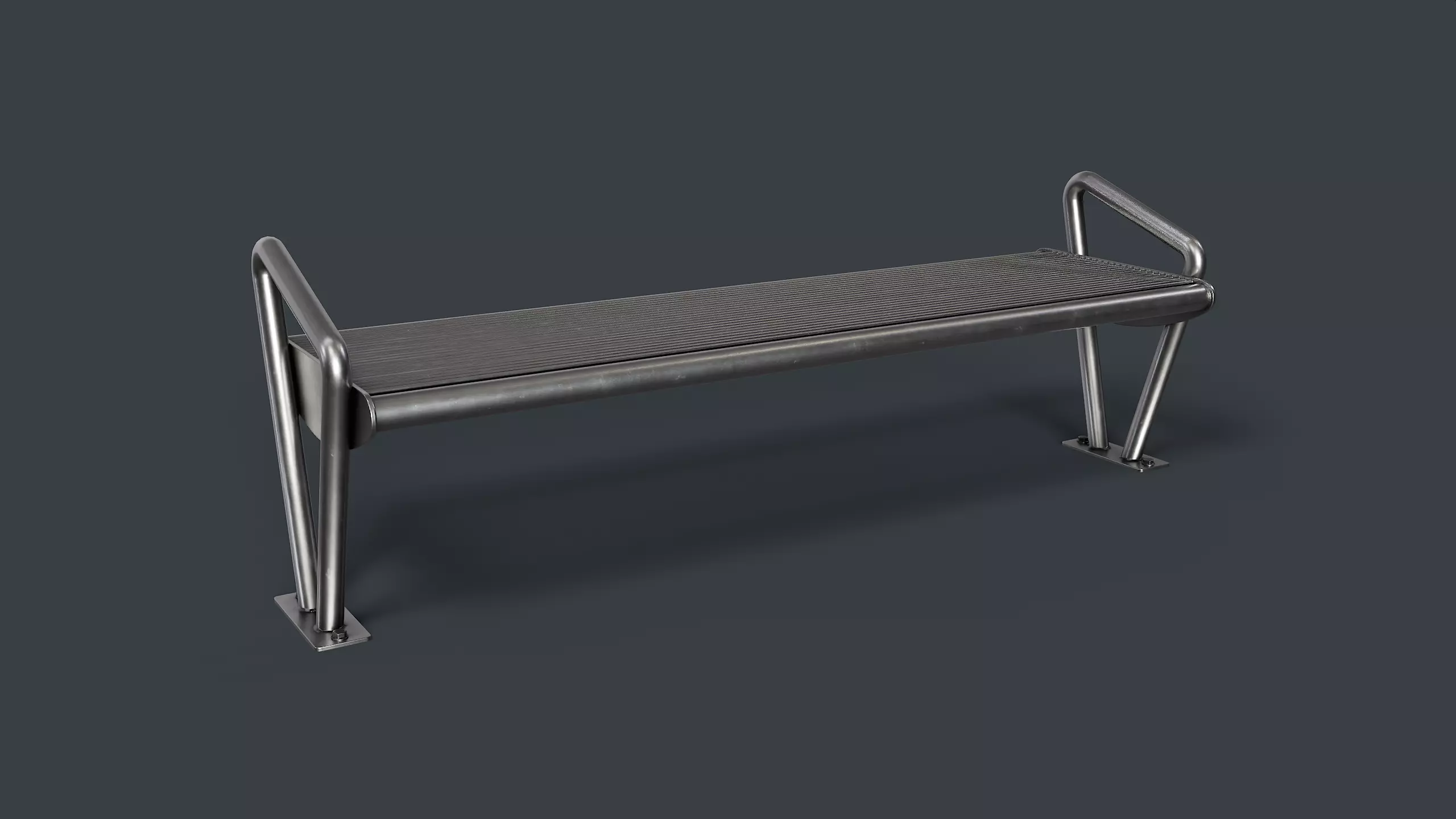 Metal Modern Bench 26 PBR Game Ready Low-poly 3D model_0