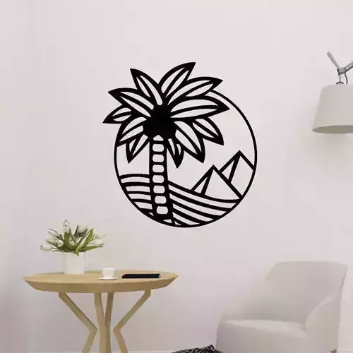Pyramid With Palm Tree Decor