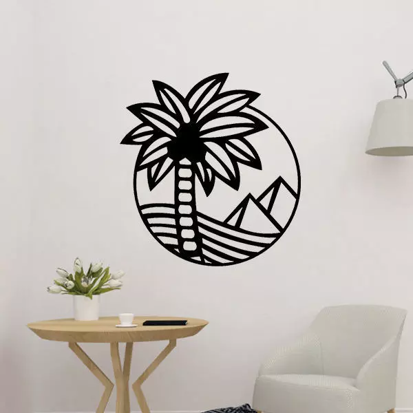 Pyramid With Palm Tree Decor 3D print model_0