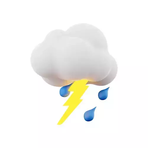 3d rain with thunder and cloud cartoon  icons