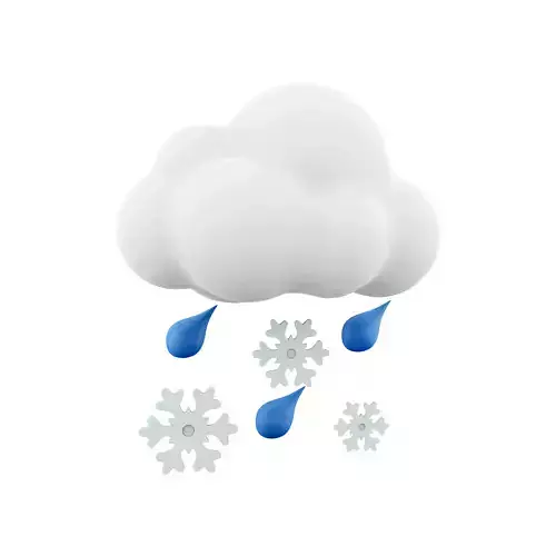 3d  cloud and rain with snow  cartoon icon 3D model
