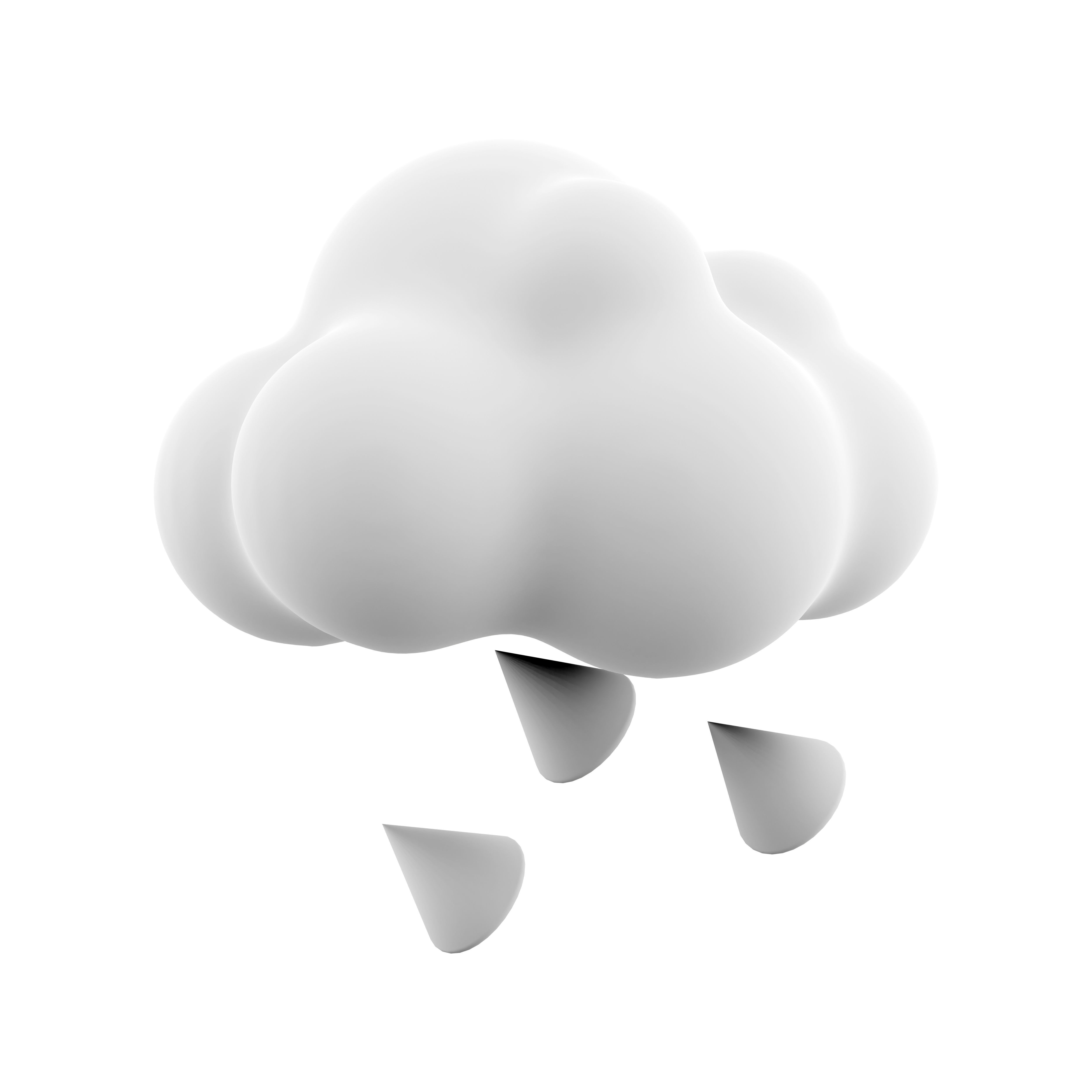 3d hail cloud  cartoon icon 3D model_4