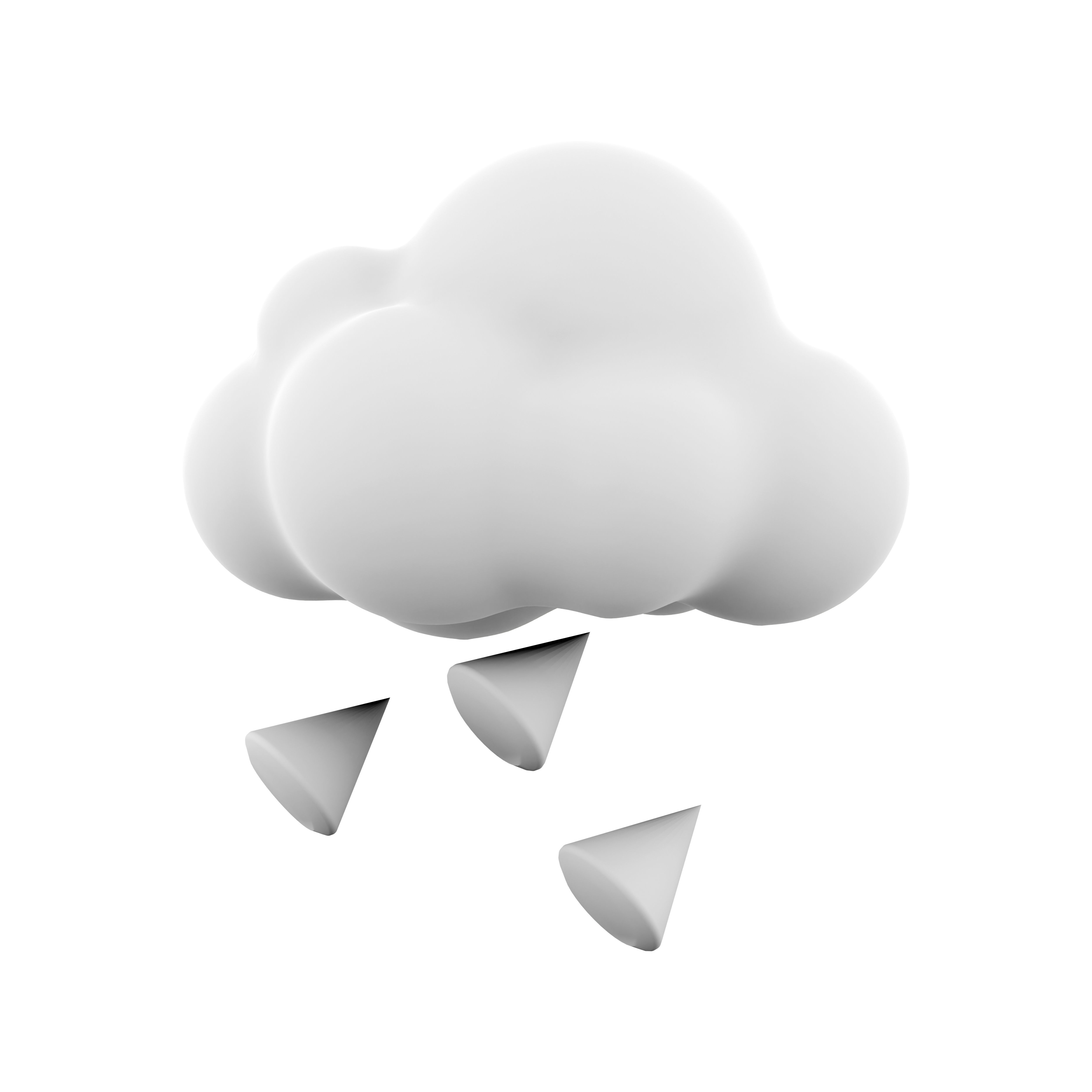 3d hail cloud  cartoon icon 3D model_3