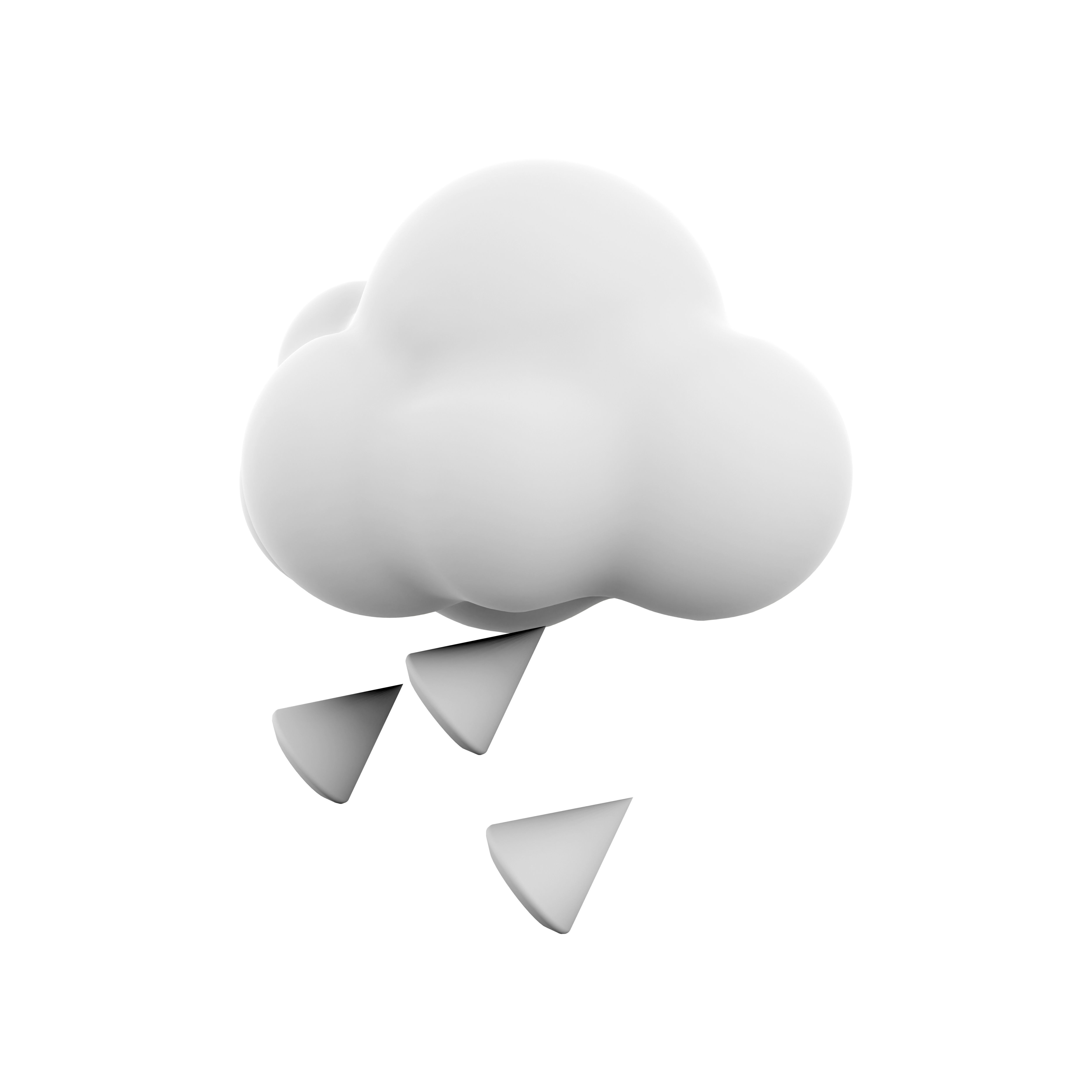 3d hail cloud  cartoon icon 3D model_2