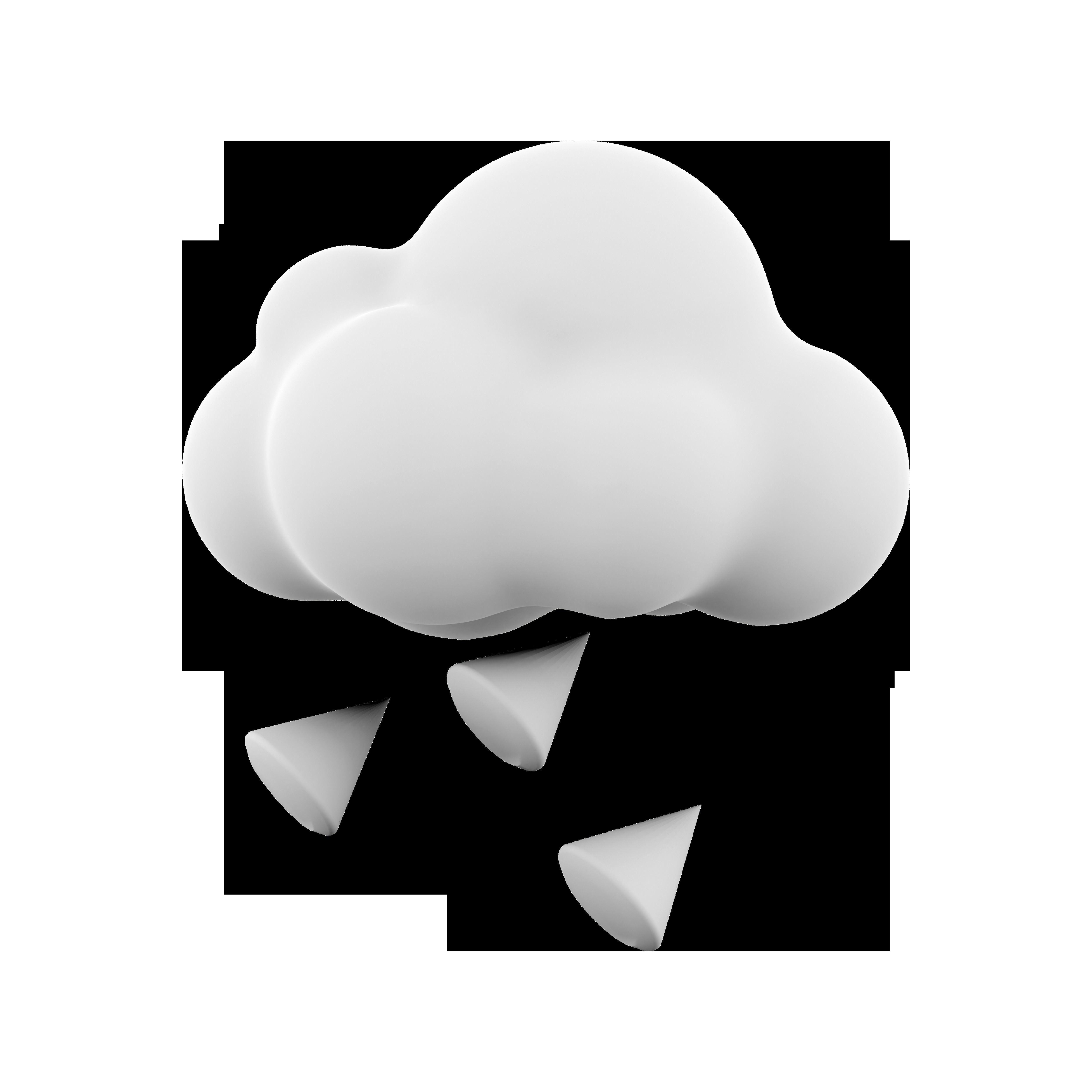 3d hail cloud  cartoon icon 3D model_6