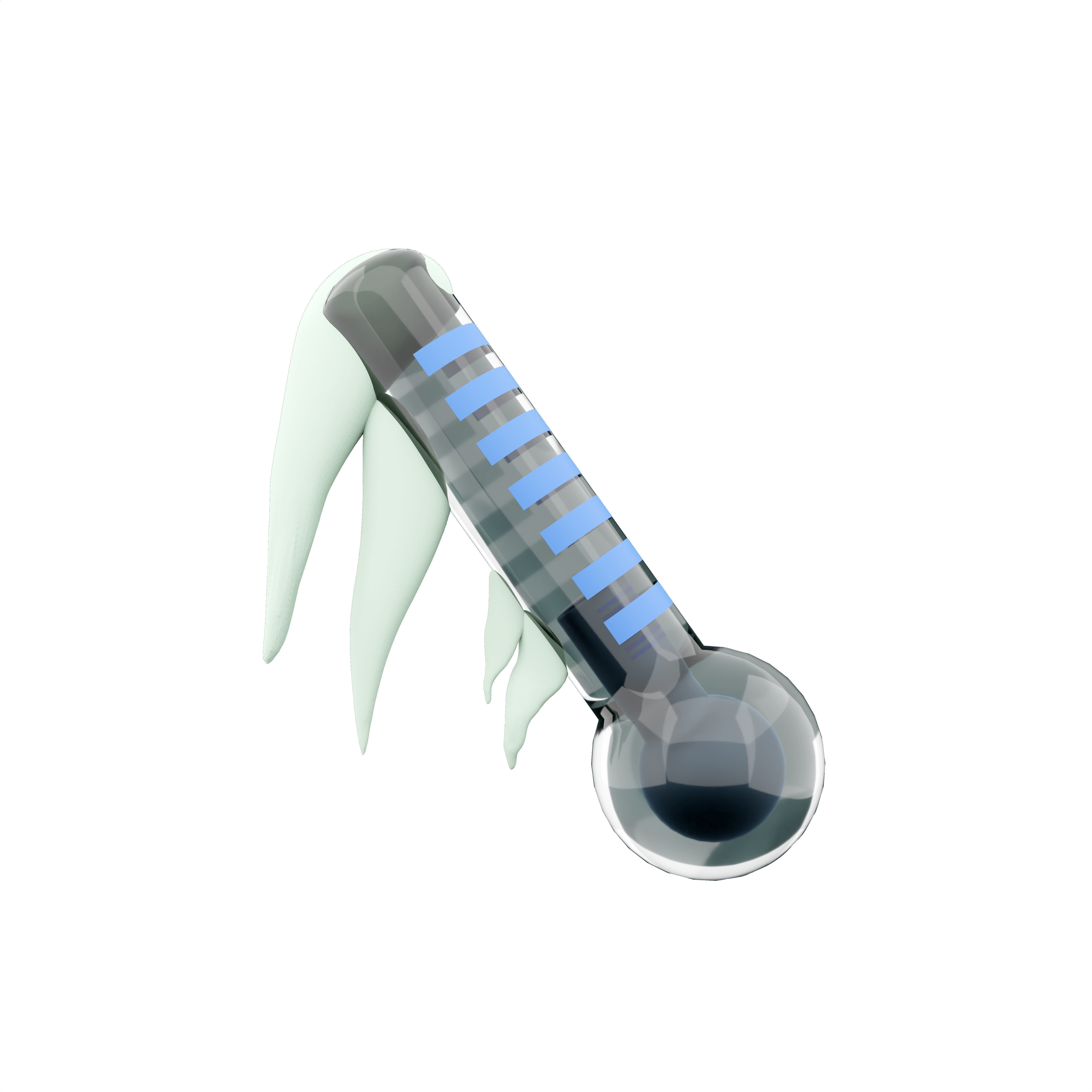 3d low-degree thermometer covered with snow cartoon icon 3D model_2