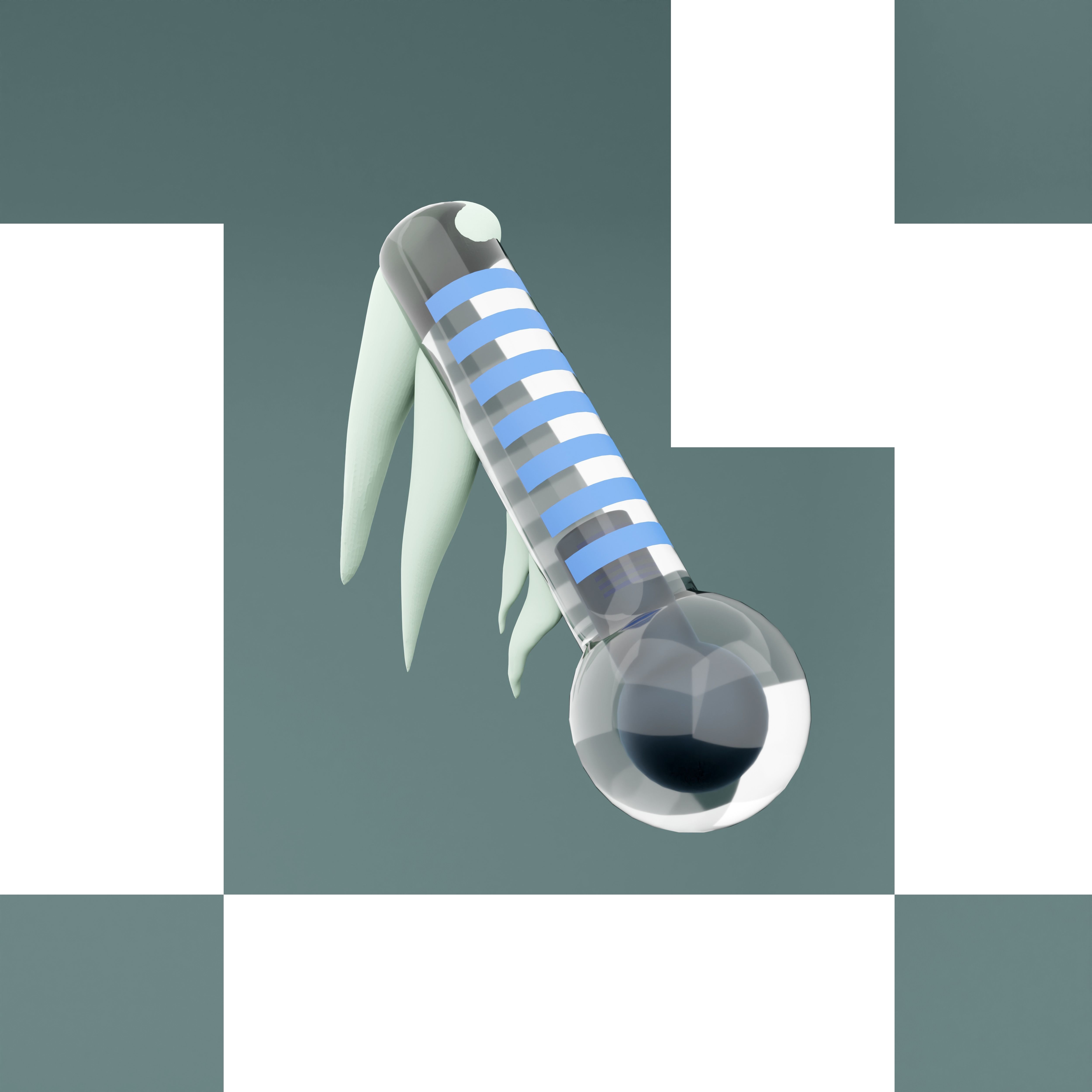 3d low-degree thermometer covered with snow cartoon icon 3D model_6