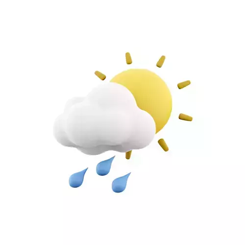 3d rain with cloud and sun cartoon icon 3D model