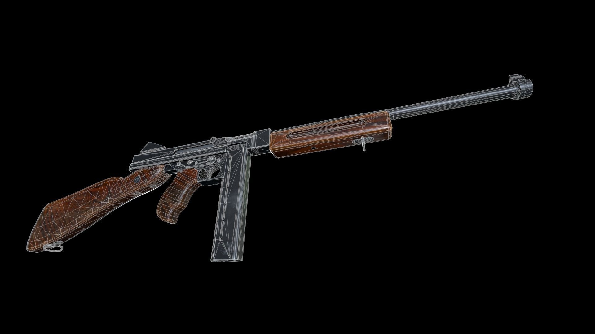 Thompson gun Low-poly 3D model_16