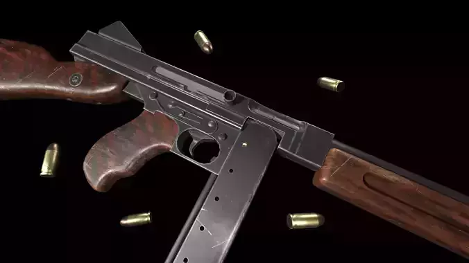 Thompson gun Low-poly 3D model