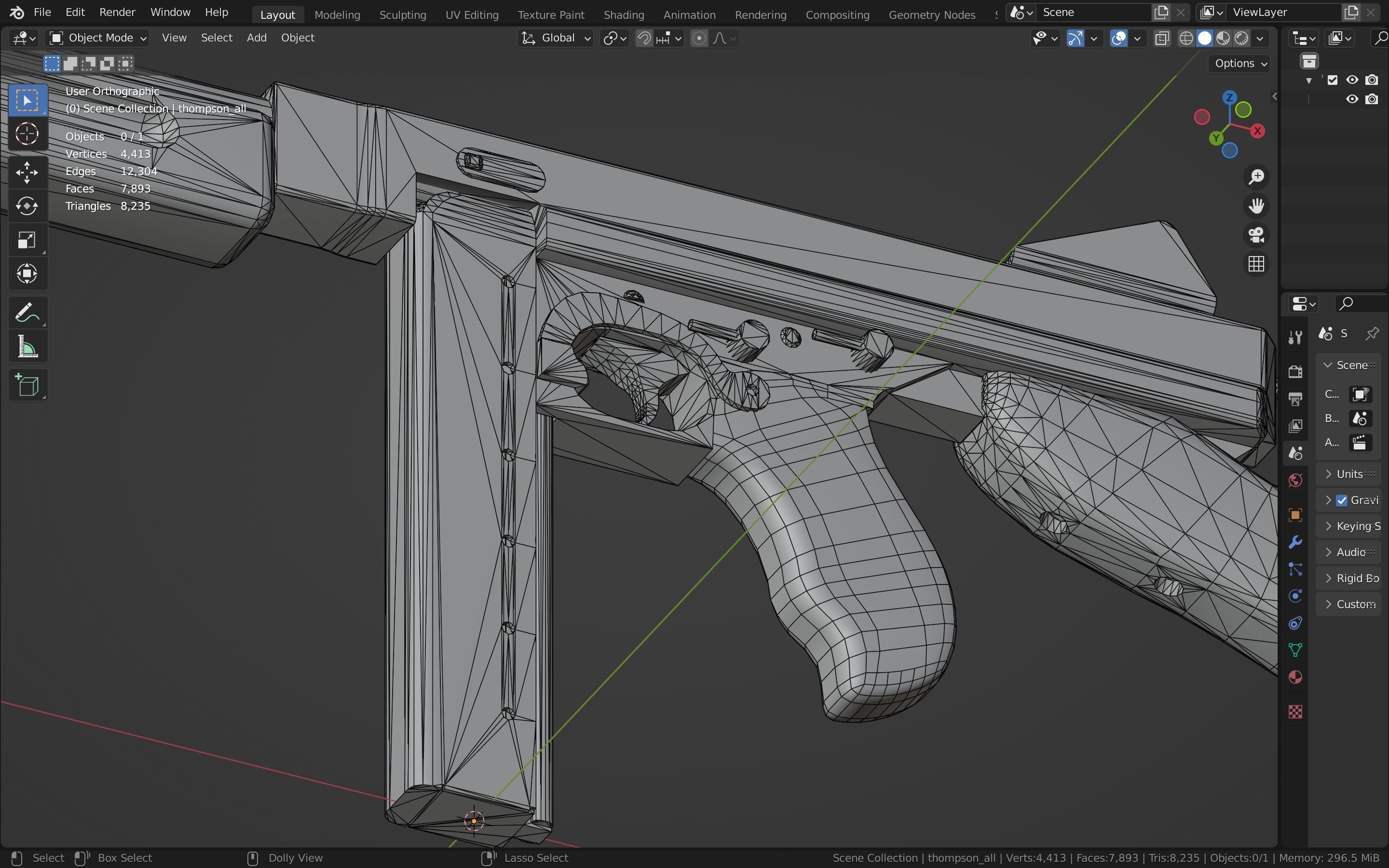 Thompson gun Low-poly 3D model_33