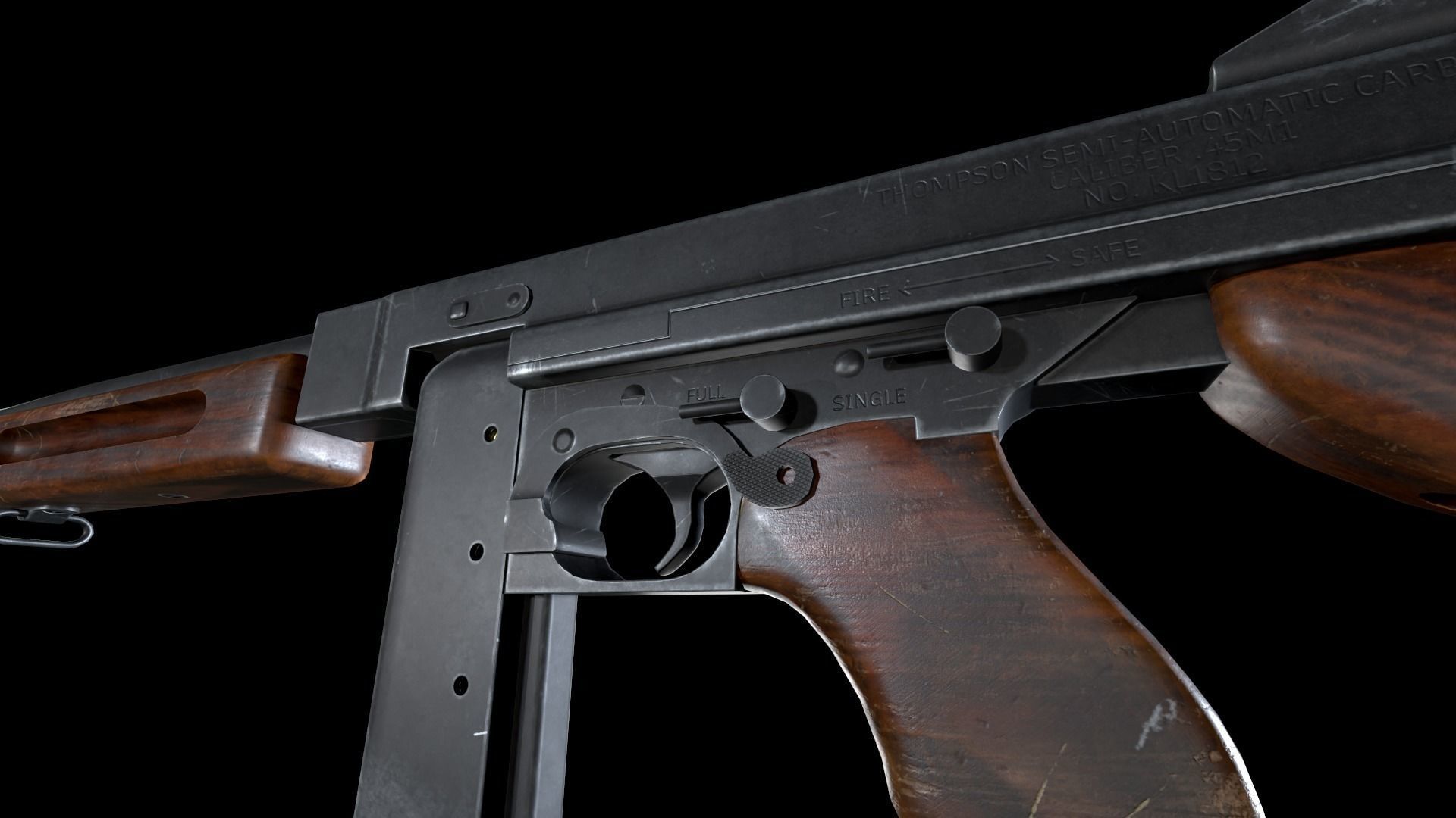 Thompson gun Low-poly 3D model_11