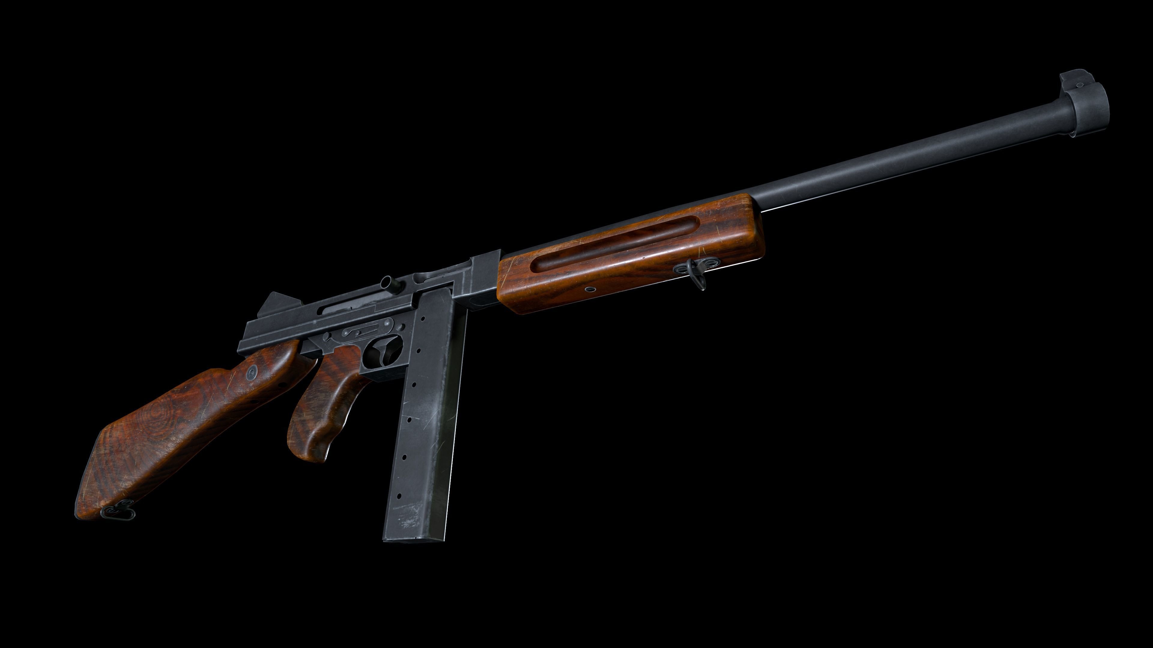 Thompson gun Low-poly 3D model_14