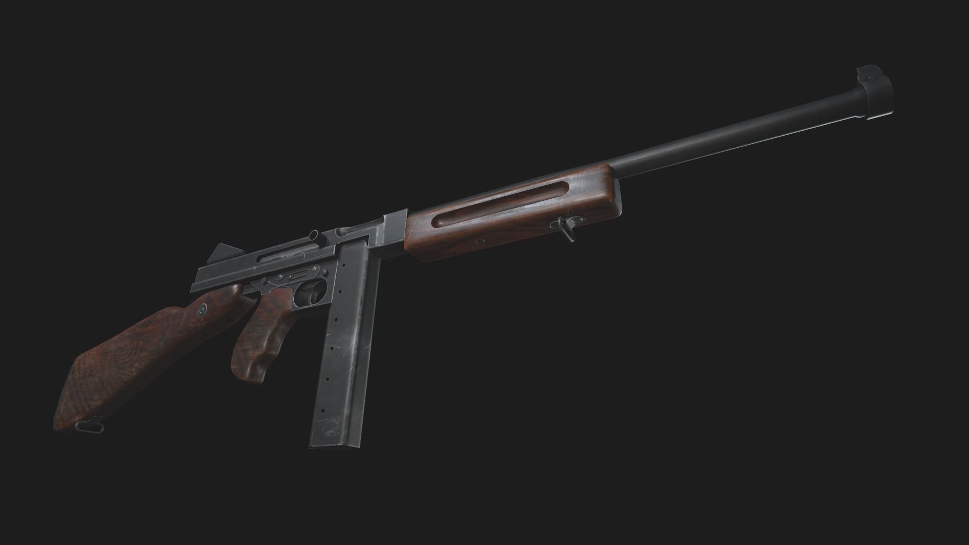 Thompson gun Low-poly 3D model_10