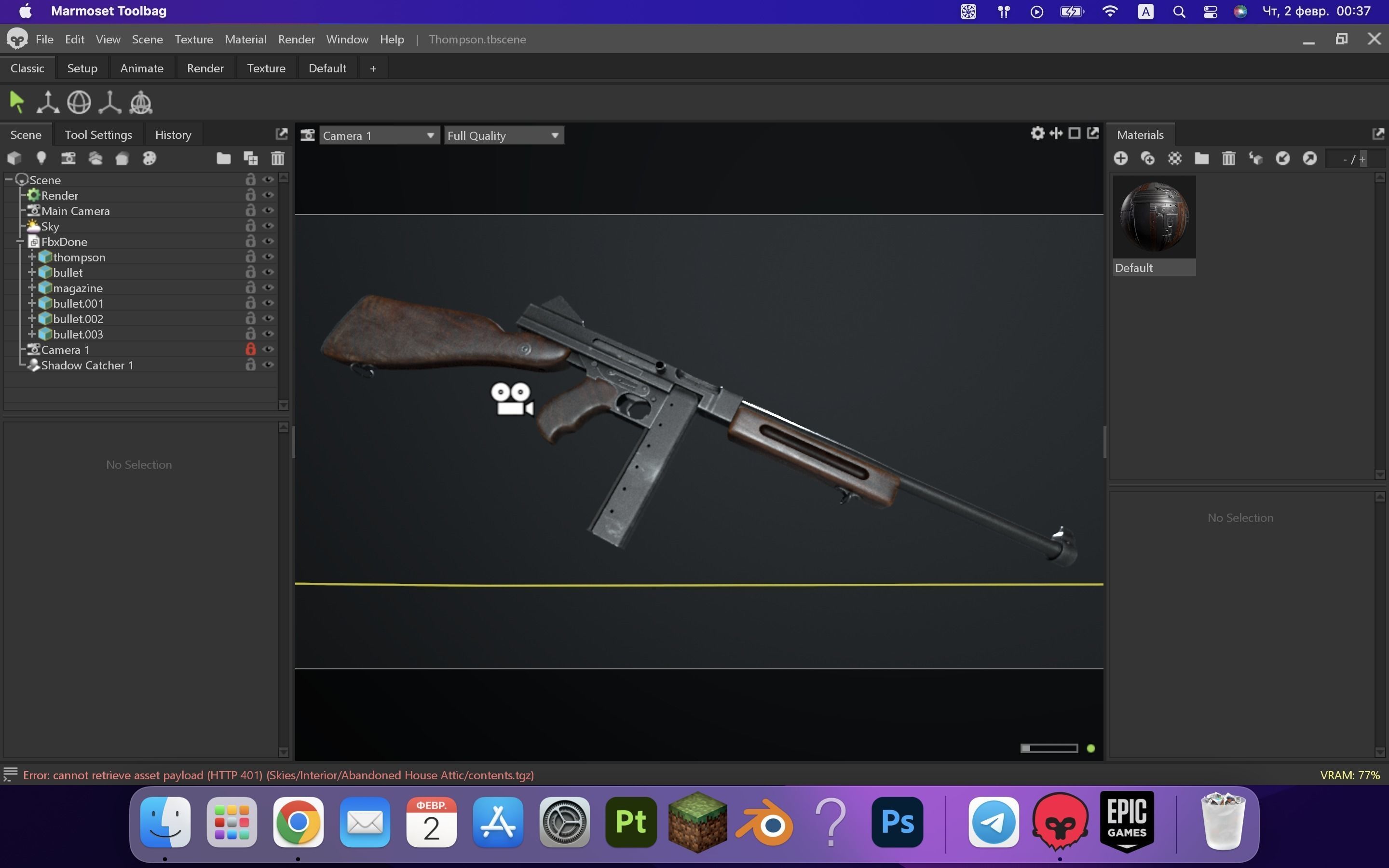 Thompson gun Low-poly 3D model_40