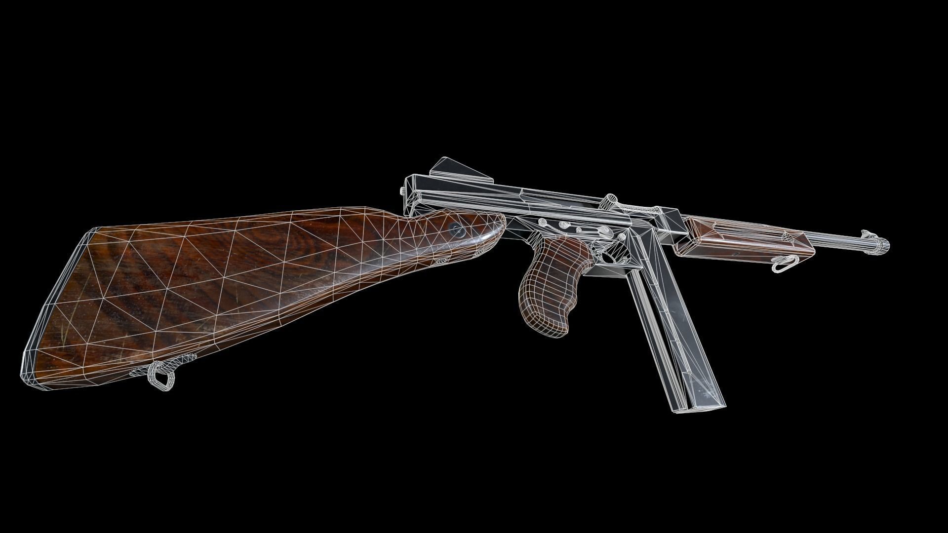 Thompson gun Low-poly 3D model_17