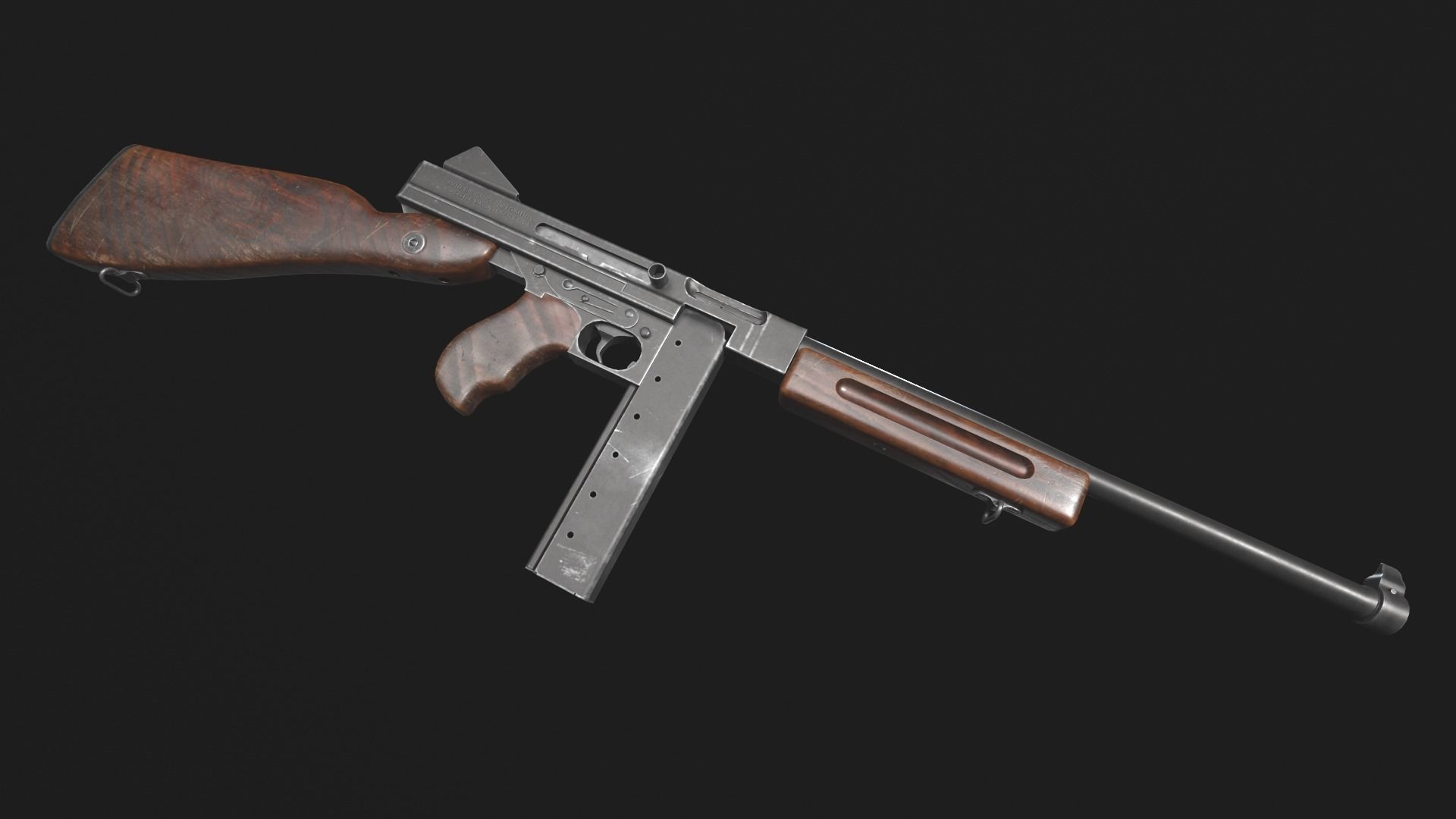 Thompson gun Low-poly 3D model_8