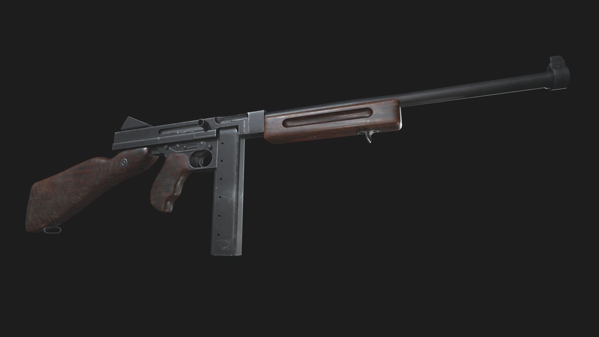 Thompson gun Low-poly 3D model_12