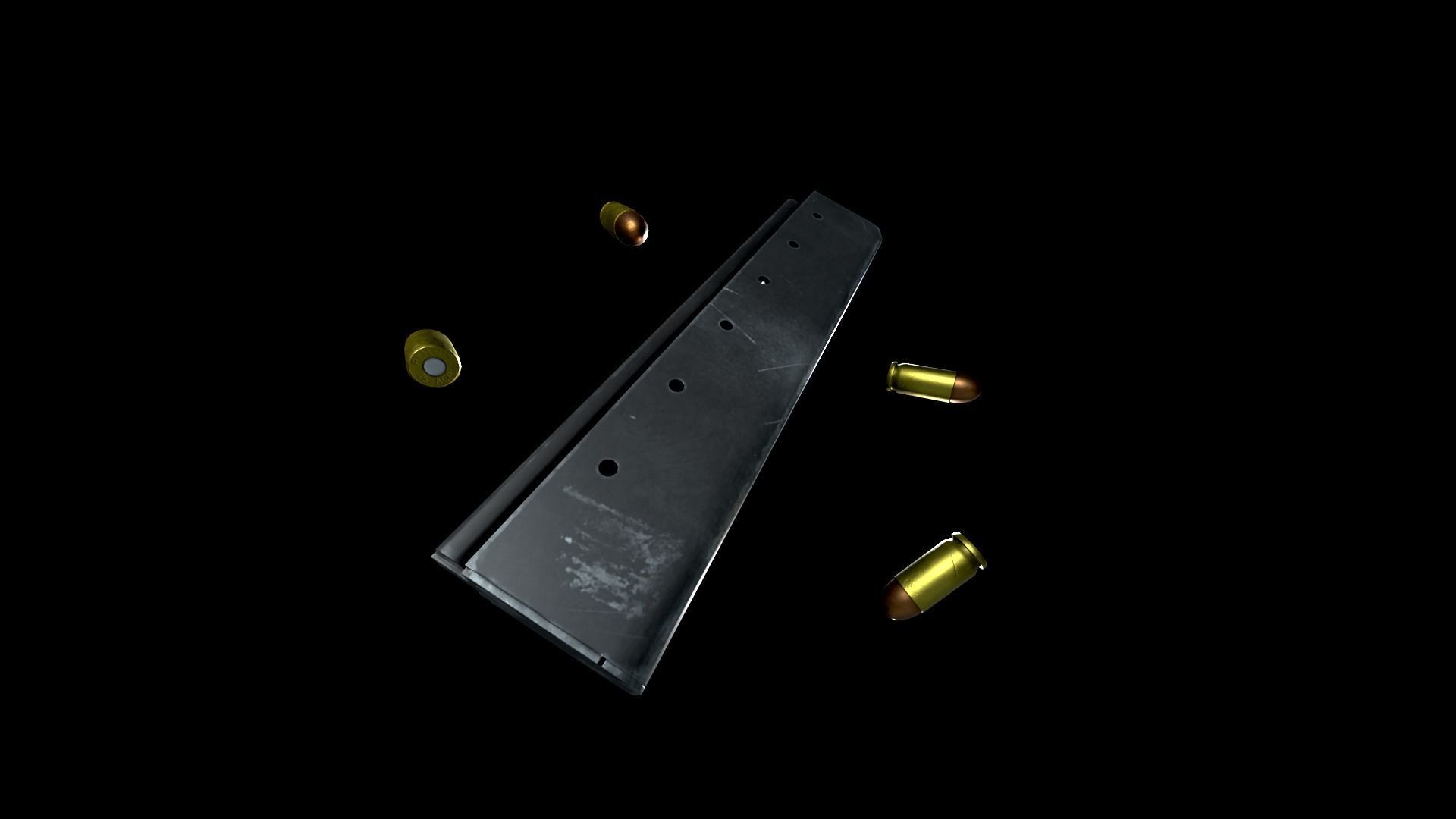 Thompson gun Low-poly 3D model_19