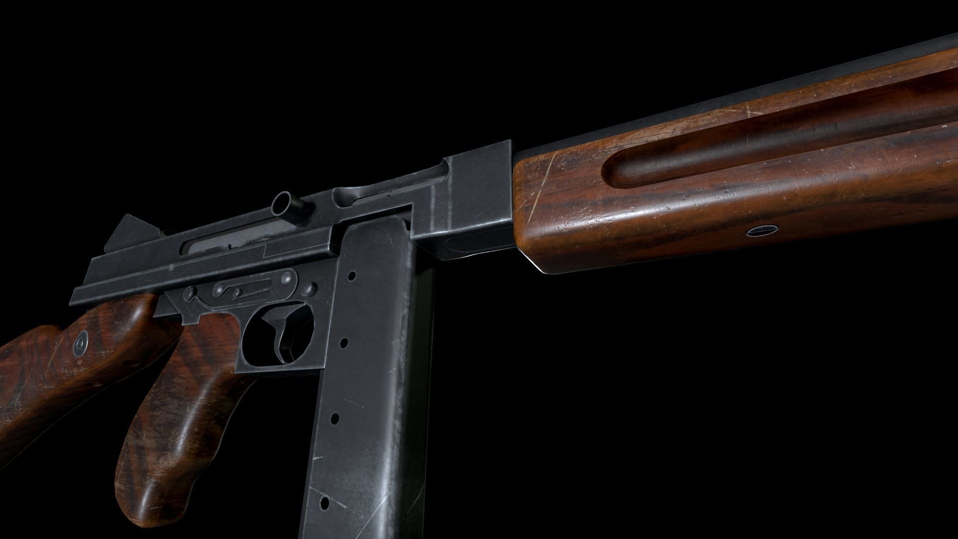 Thompson gun Low-poly 3D model_2