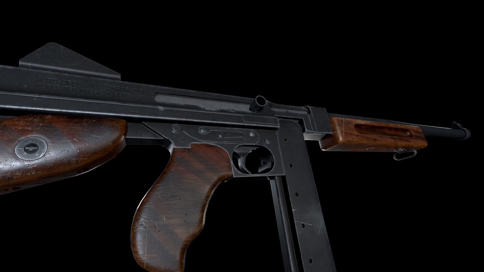Thompson gun Low-poly 3D model_6
