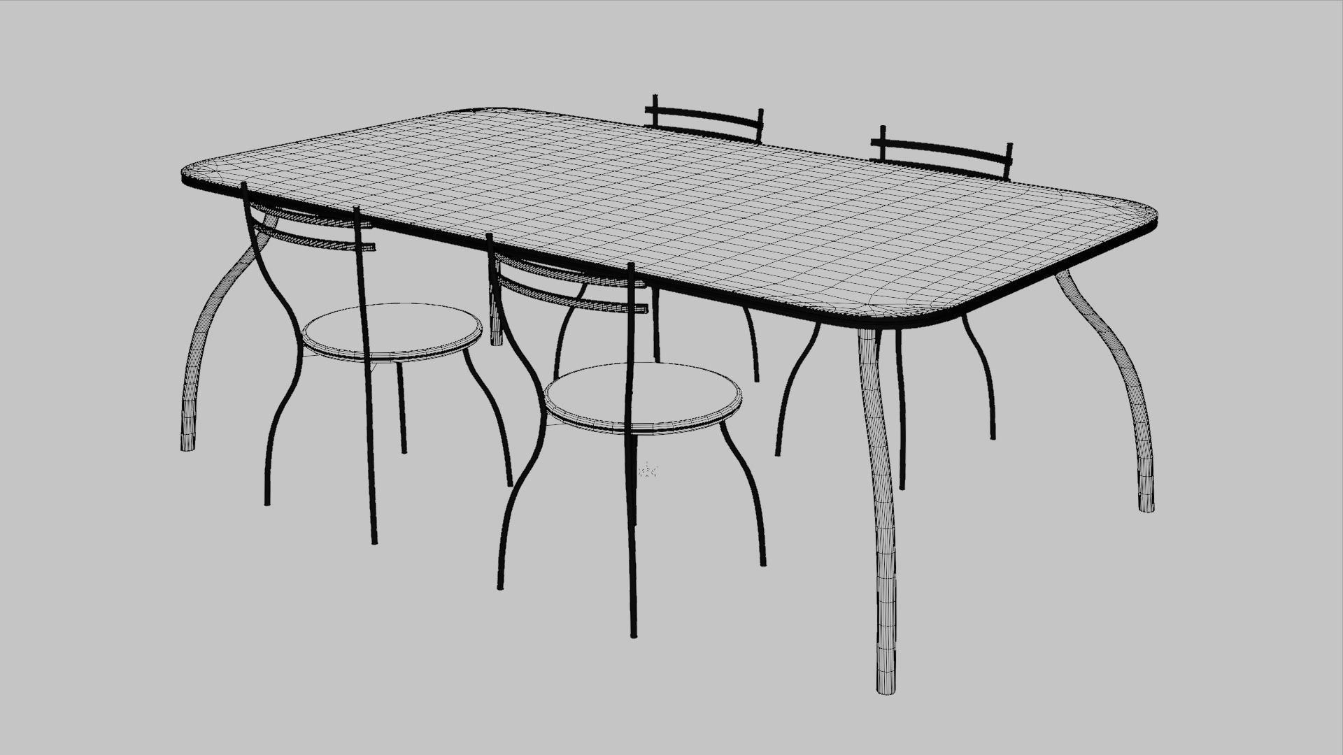Modern dining table Free 3D model_5