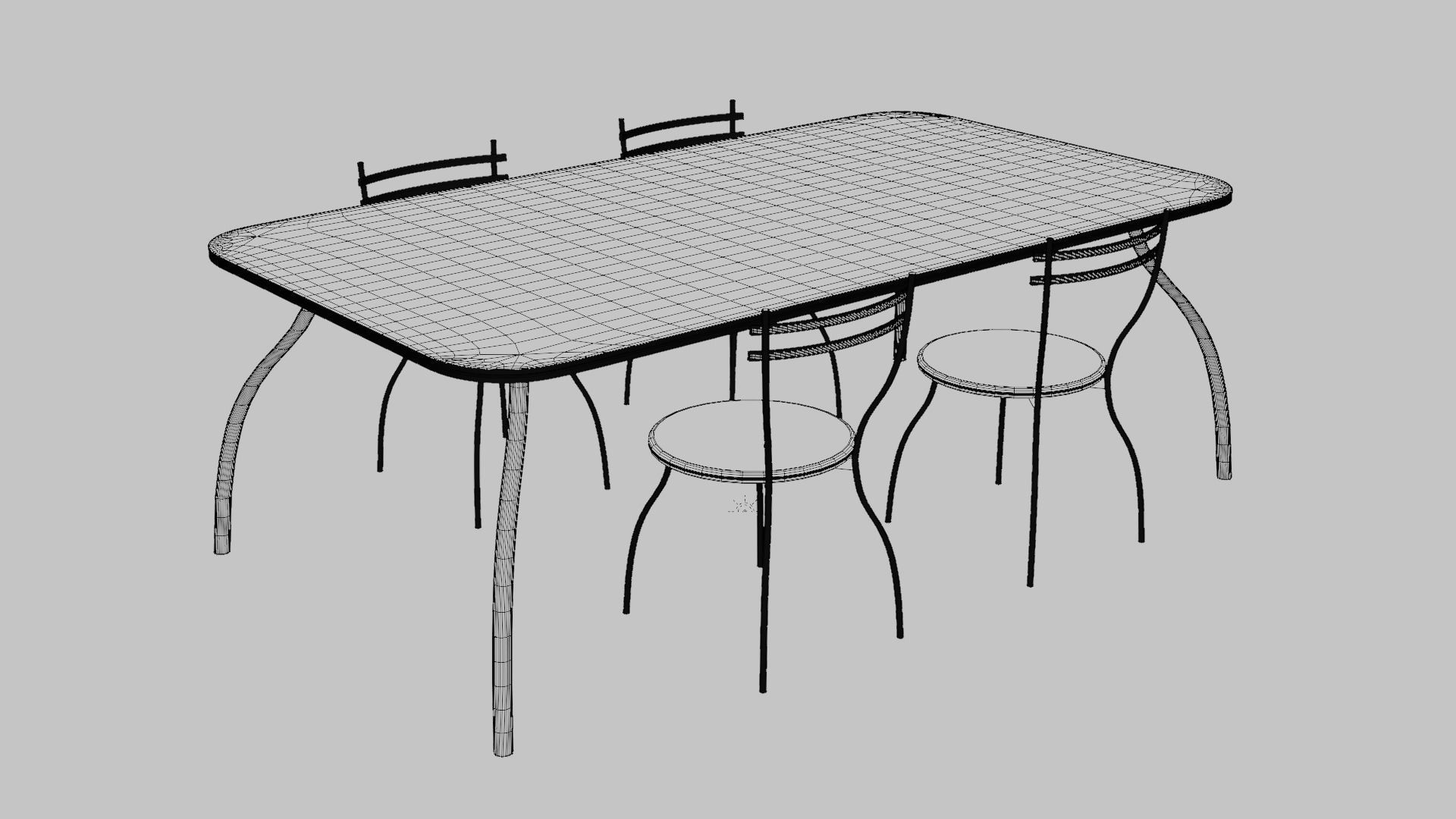 Modern dining table Free 3D model_3