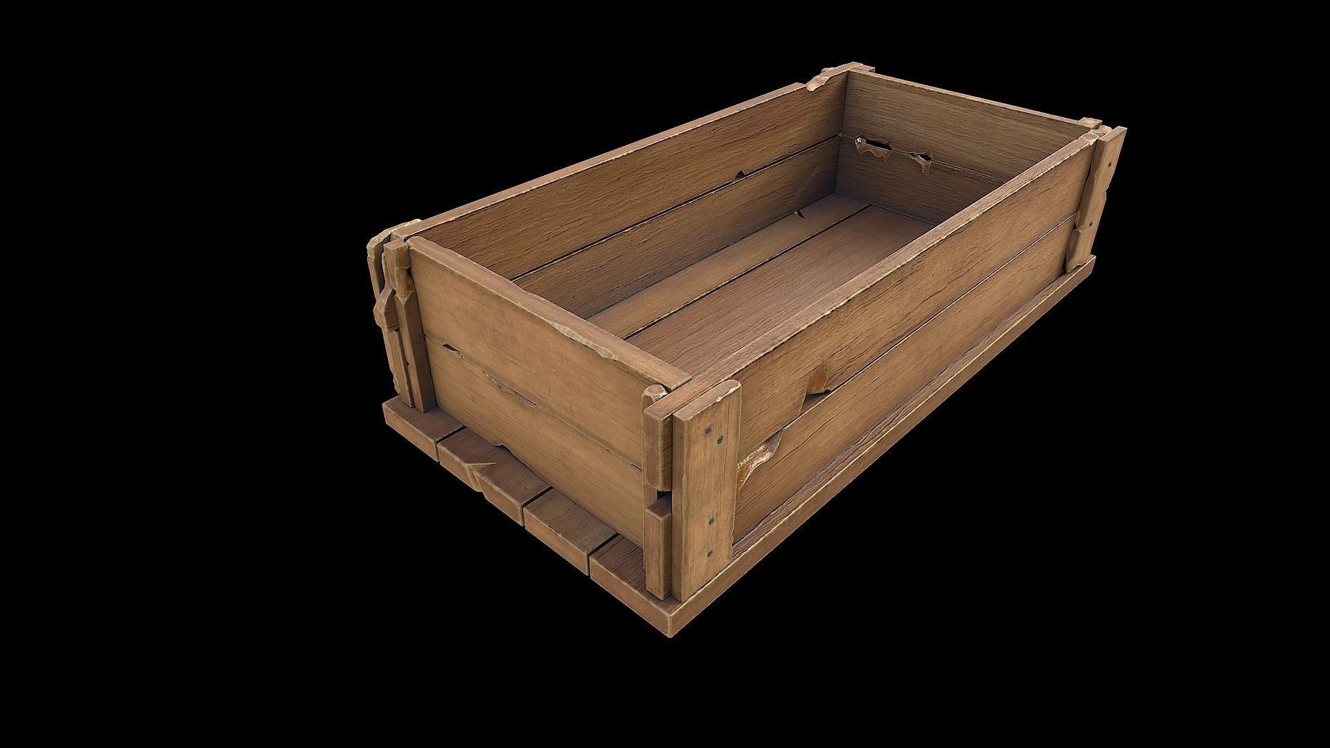 Wooden Boxes Low-poly 3D model_5