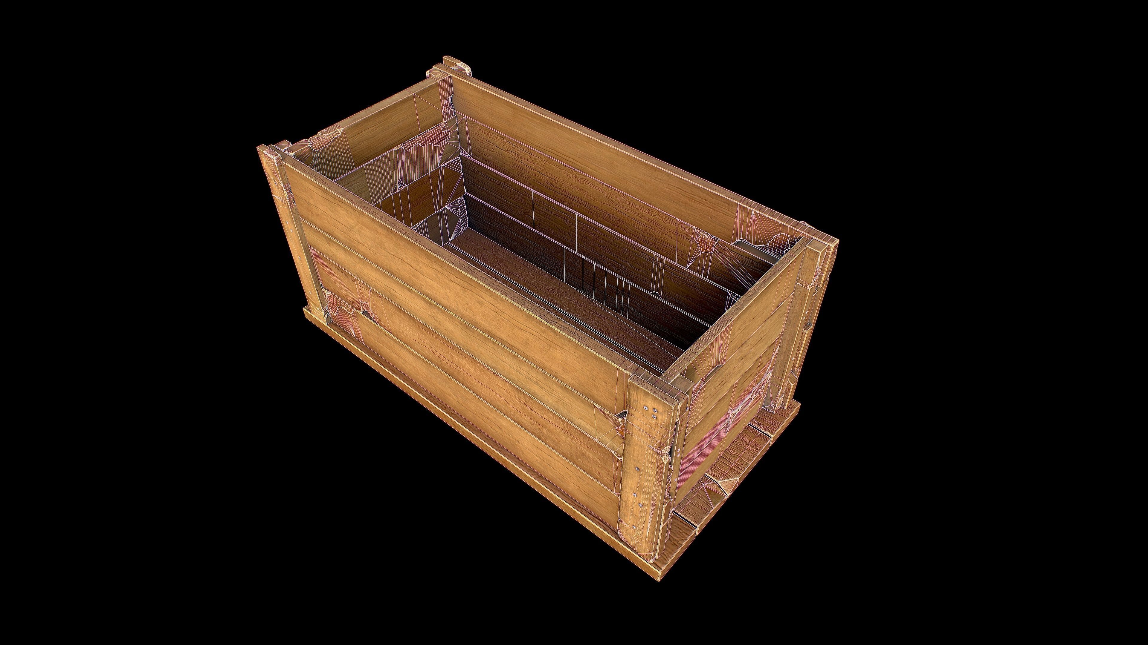 Wooden Boxes Low-poly 3D model_24
