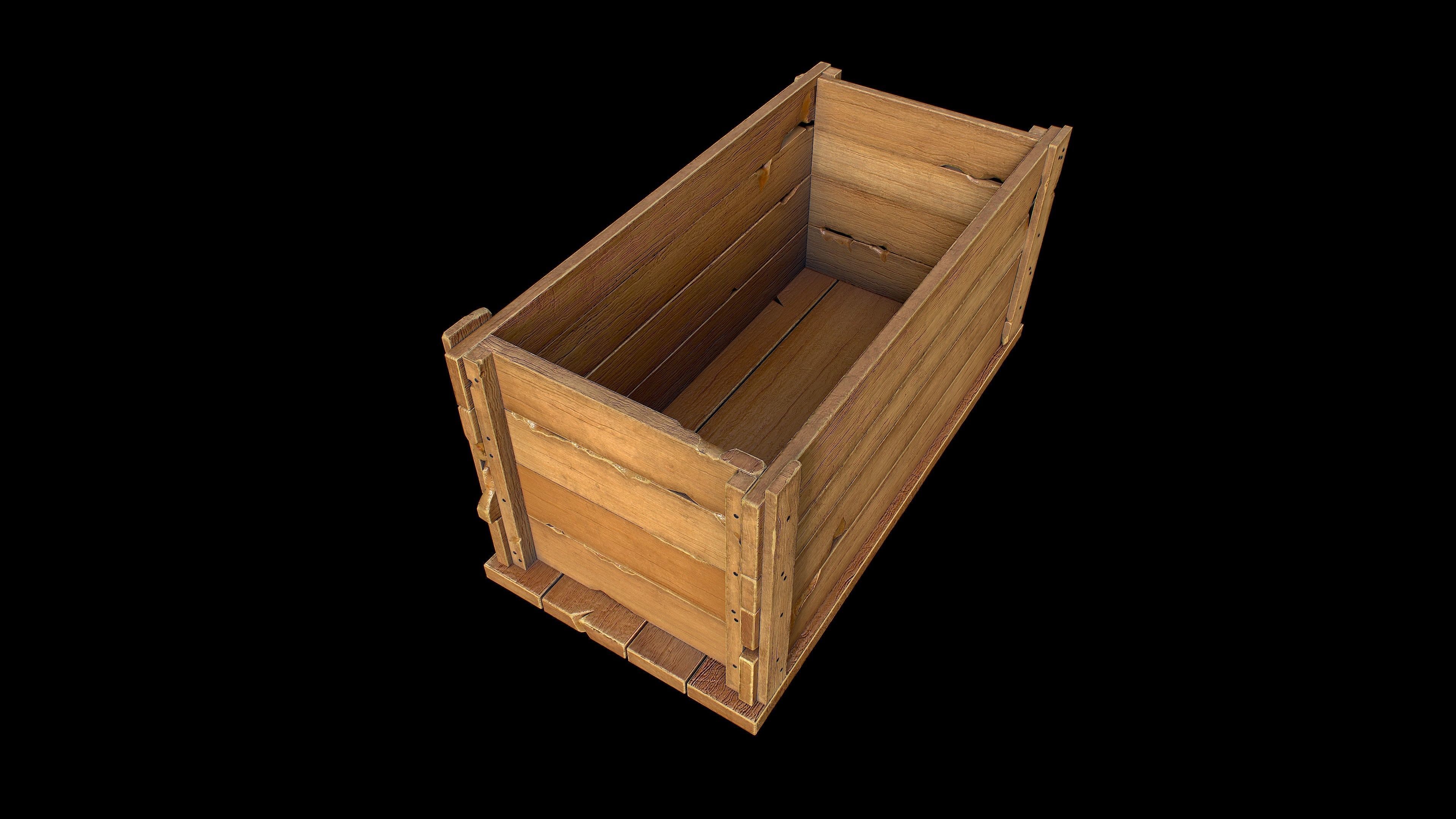 Wooden Boxes Low-poly 3D model_6