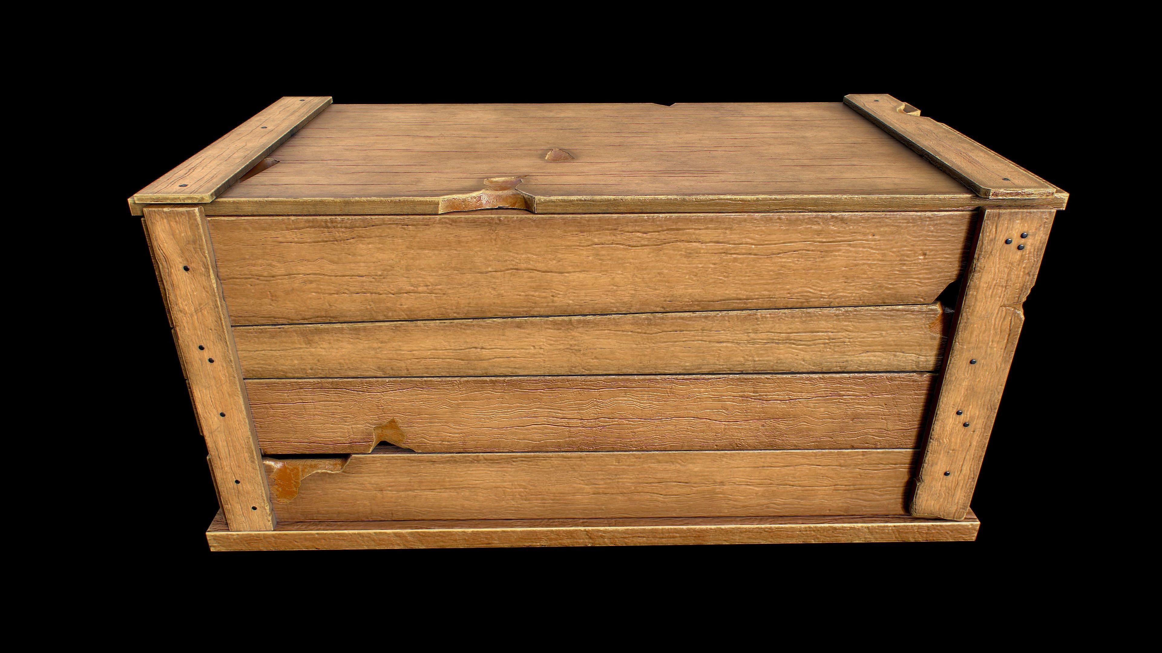 Wooden Boxes Low-poly 3D model_1