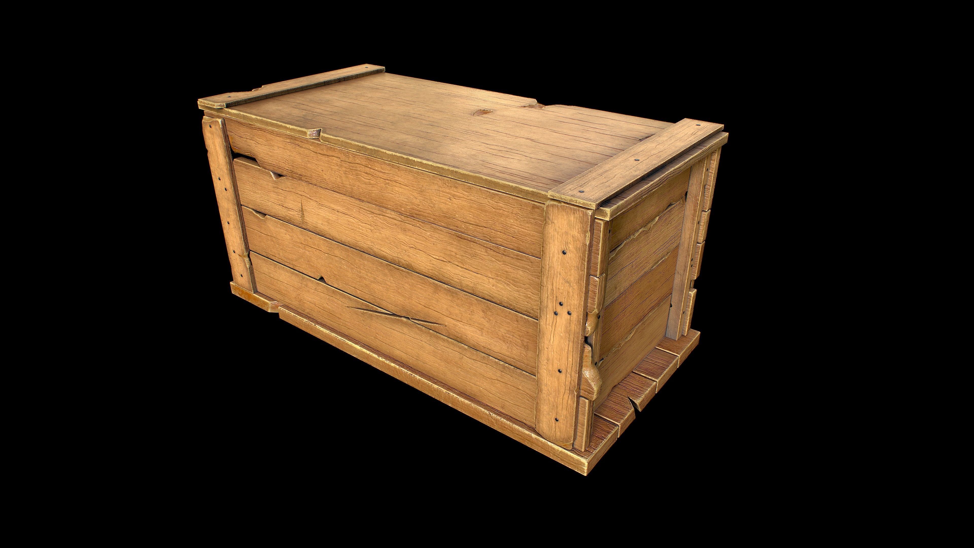 Wooden Boxes Low-poly 3D model_20