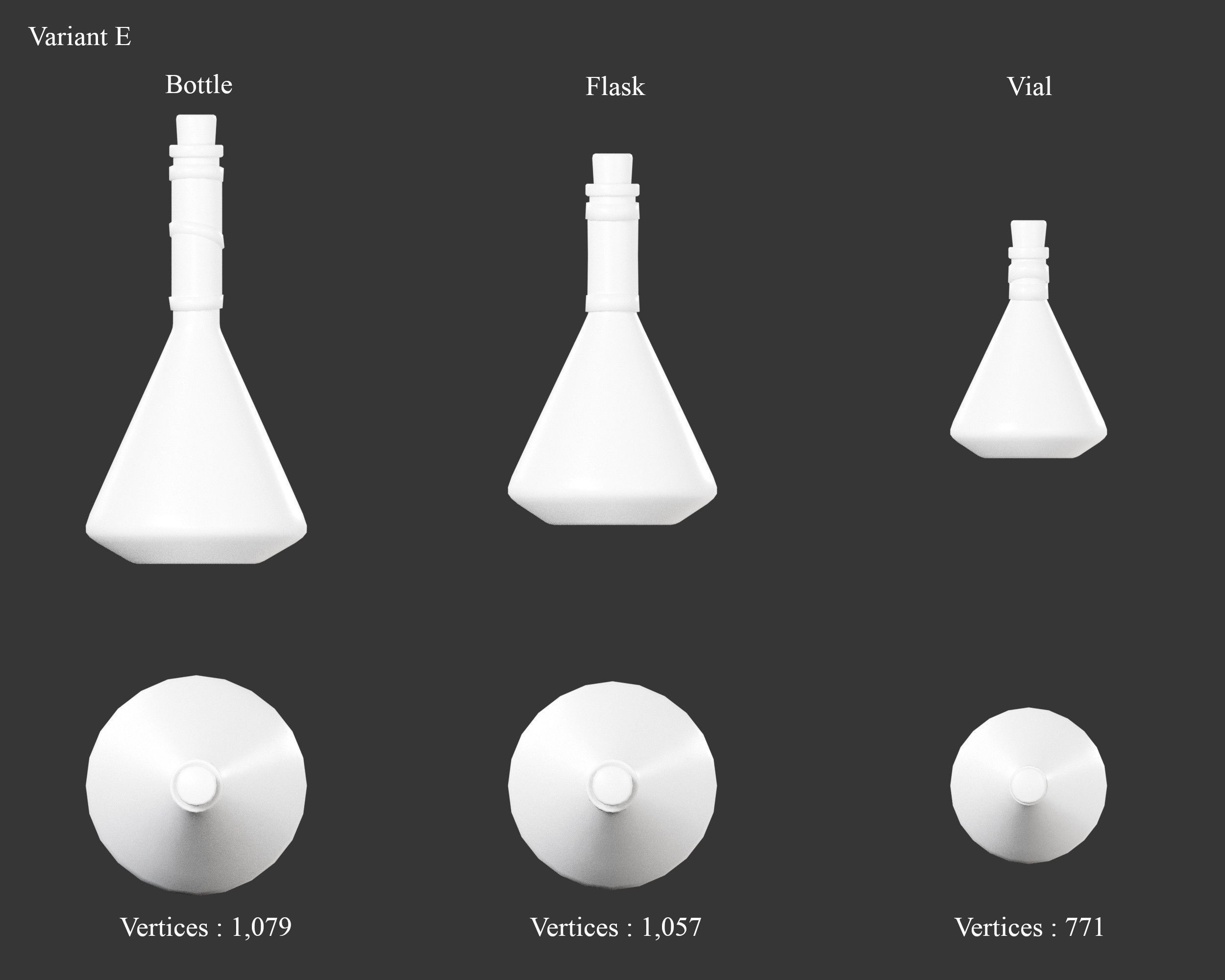 Medieval Containers Glass Bottles and Potions Low-poly 3D model_17