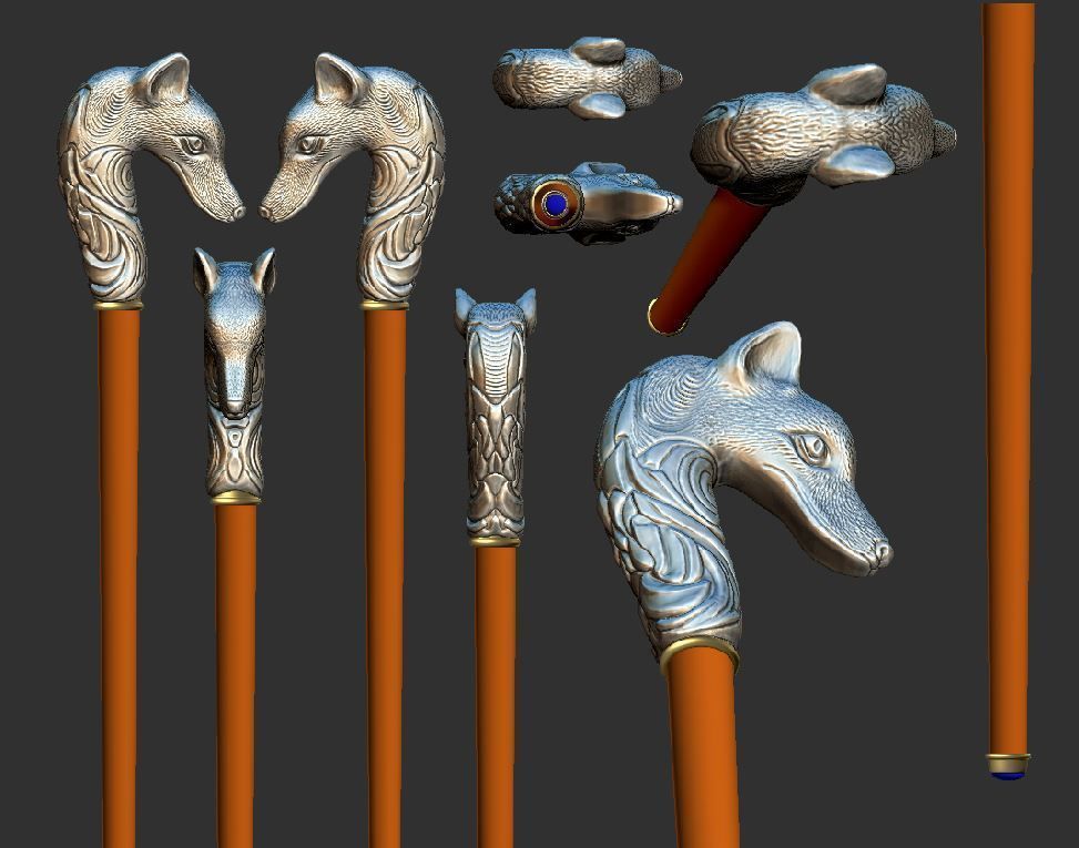 Fox cane 3D print model_3