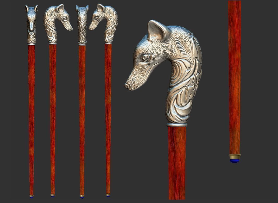 Fox cane 3D print model_9