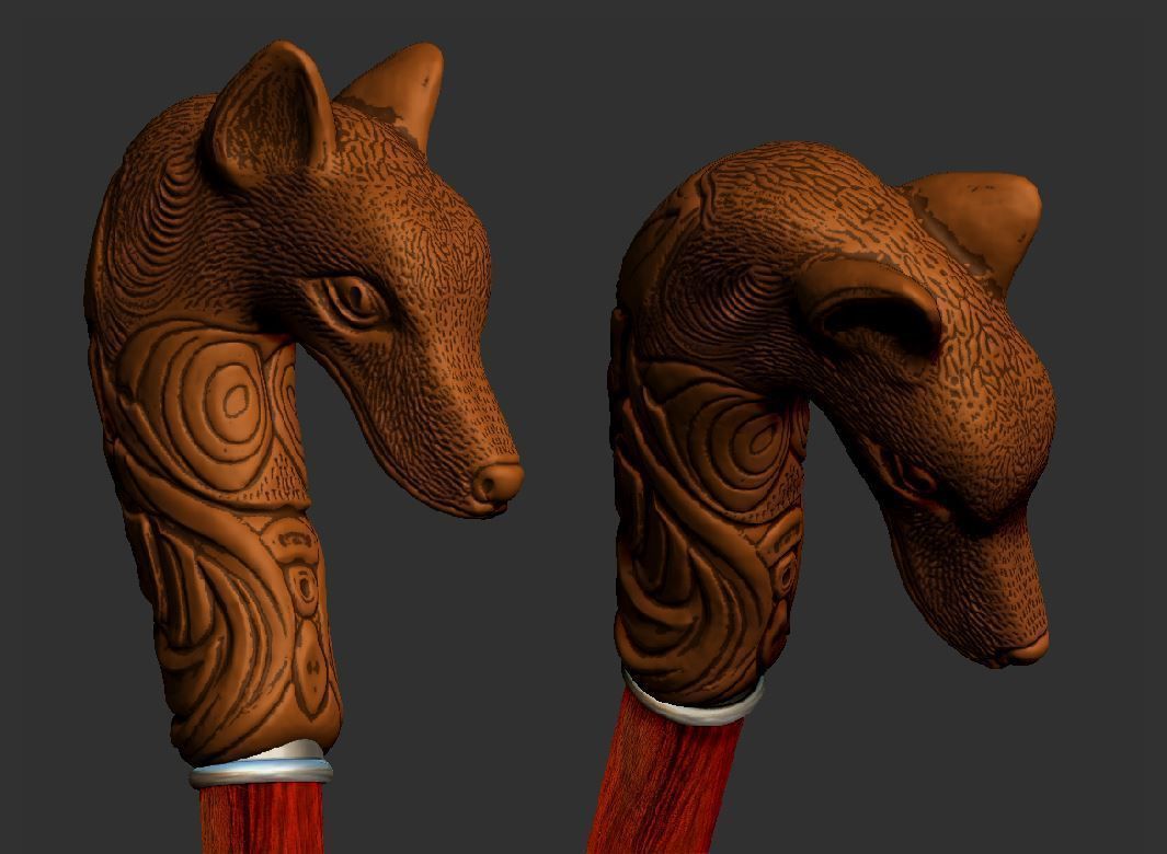 Fox cane 3D print model_7