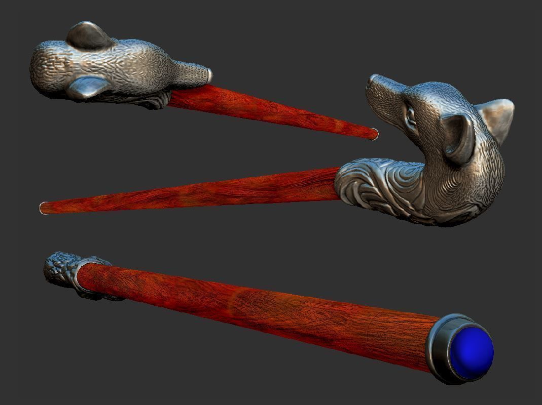 Fox cane 3D print model_15