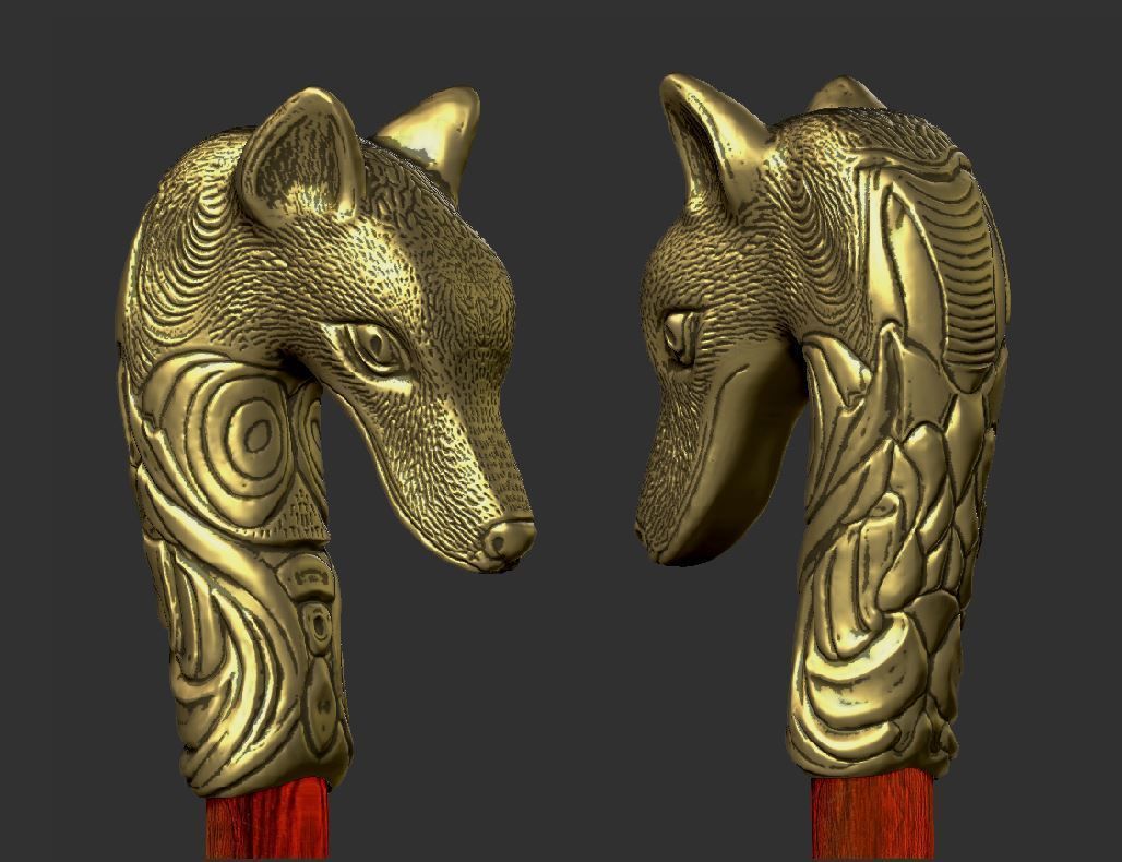 Fox cane 3D print model_12