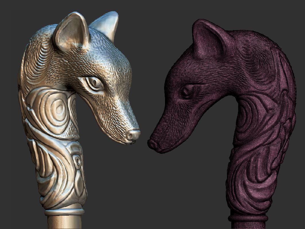 Fox cane 3D print model_17