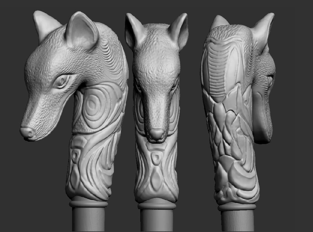 Fox cane 3D print model_5