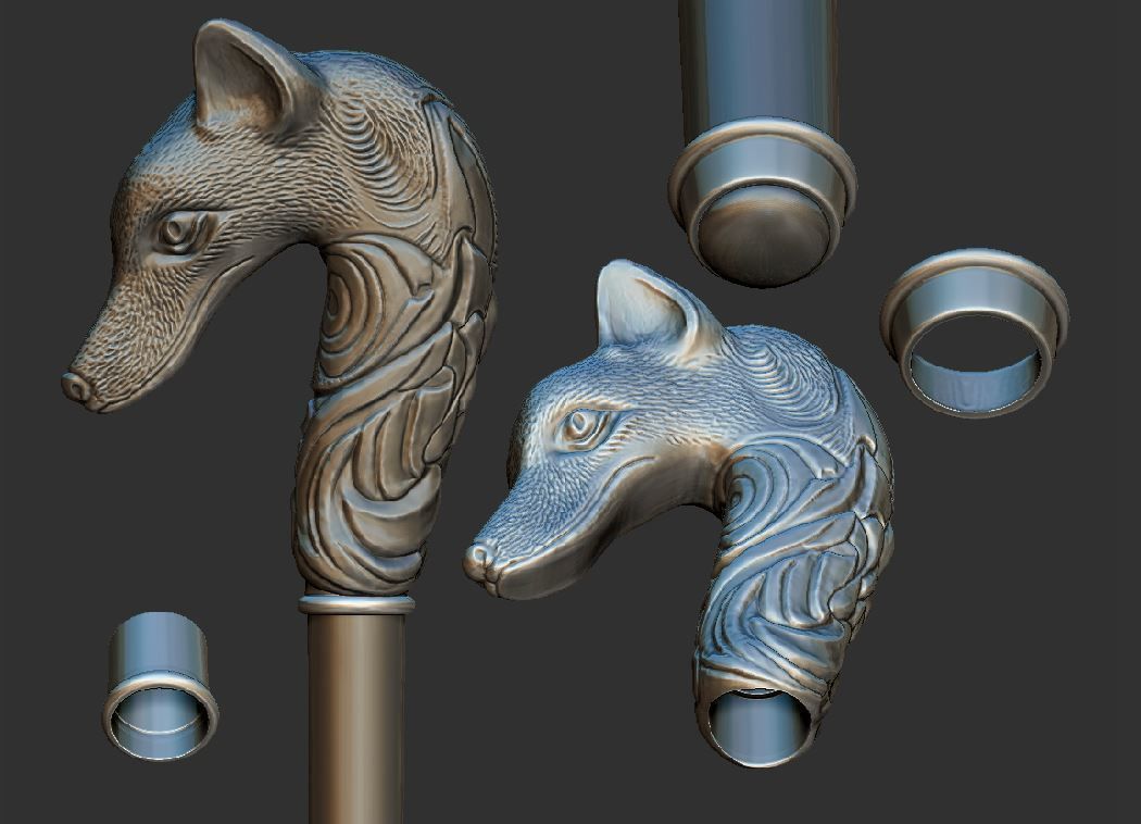 Fox cane 3D print model_16