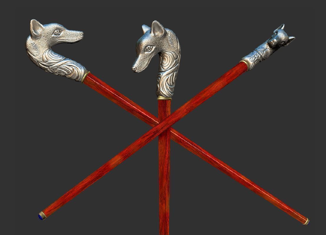 Fox cane 3D print model_10