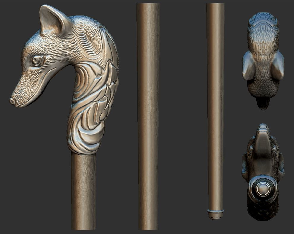 Fox cane 3D print model_13
