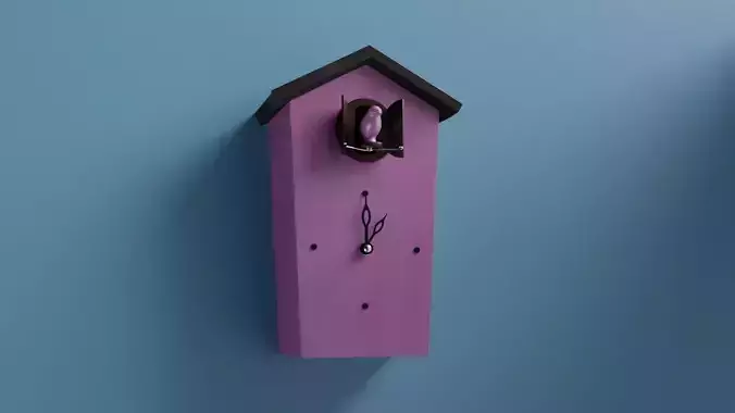 Wall Clock - Decoration Bird Wood Box 3D model