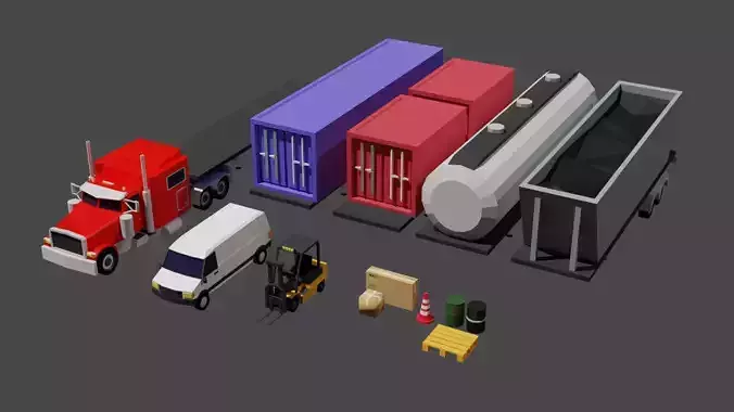 Low Poly warehouse equipment pack